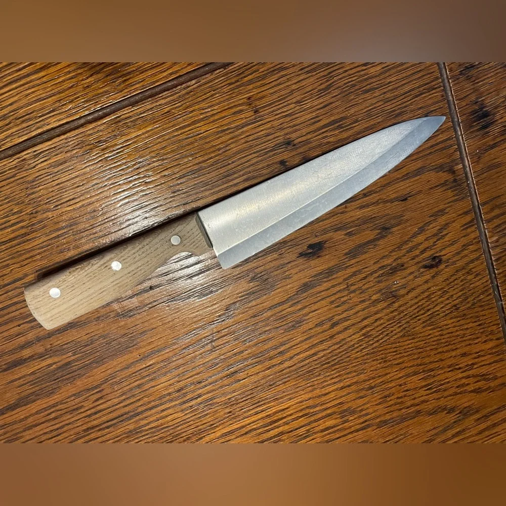 Classic Wood Handle Chef Knife - Natural Wood Finish